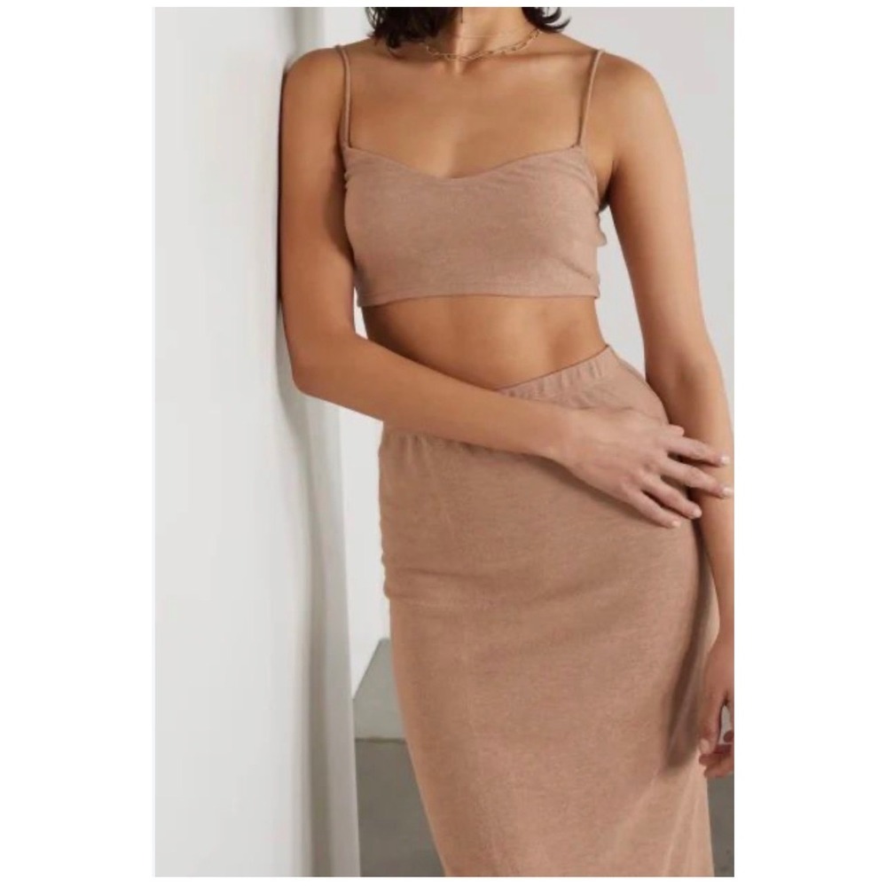 Reformation Janice Set Tank Midi Skirt Women Medium Tan Minimalist